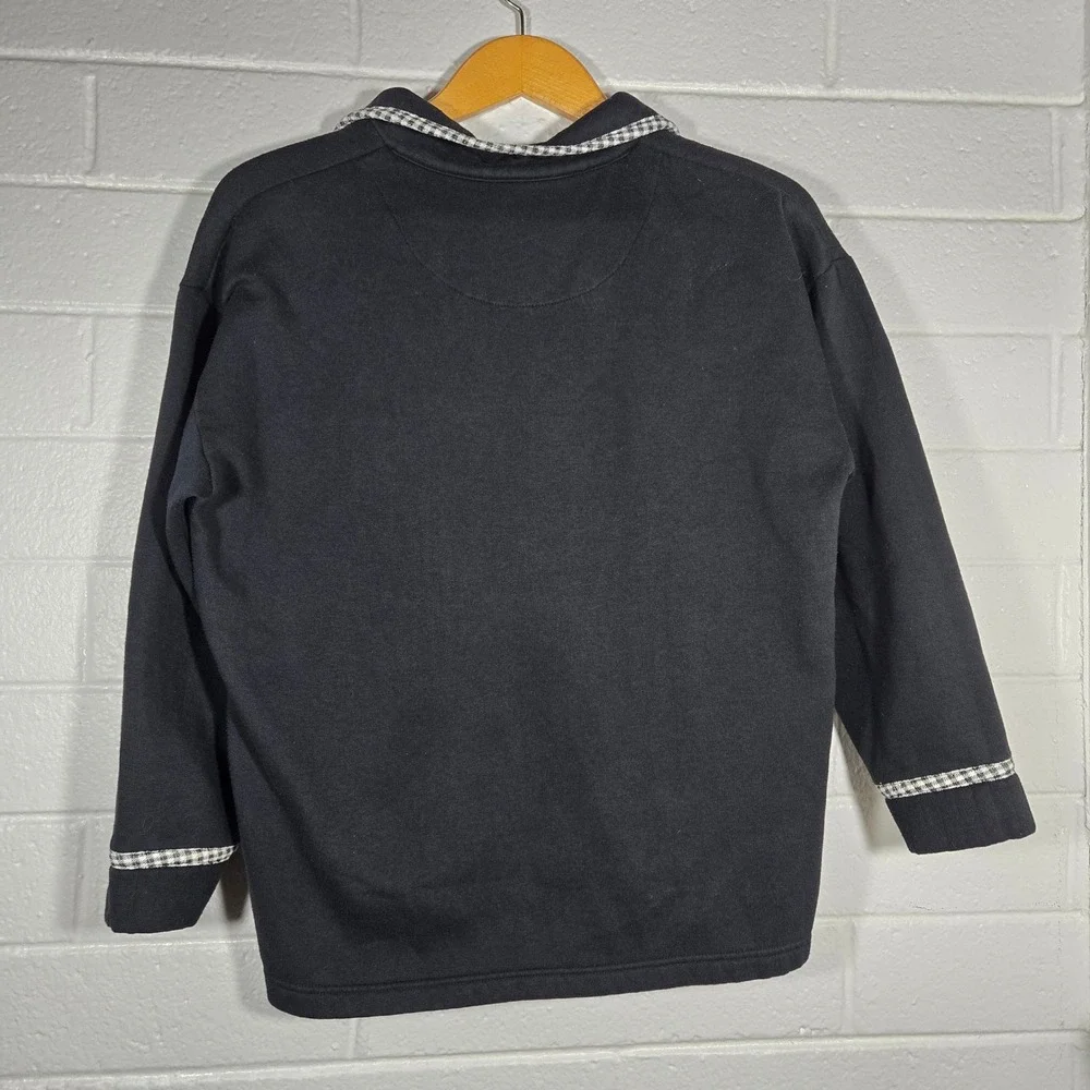 Vtg 90s 1/4 Zip Peter Pan Collar Gingham Granny Cottage Sweatshirt Medium‎ 10 12